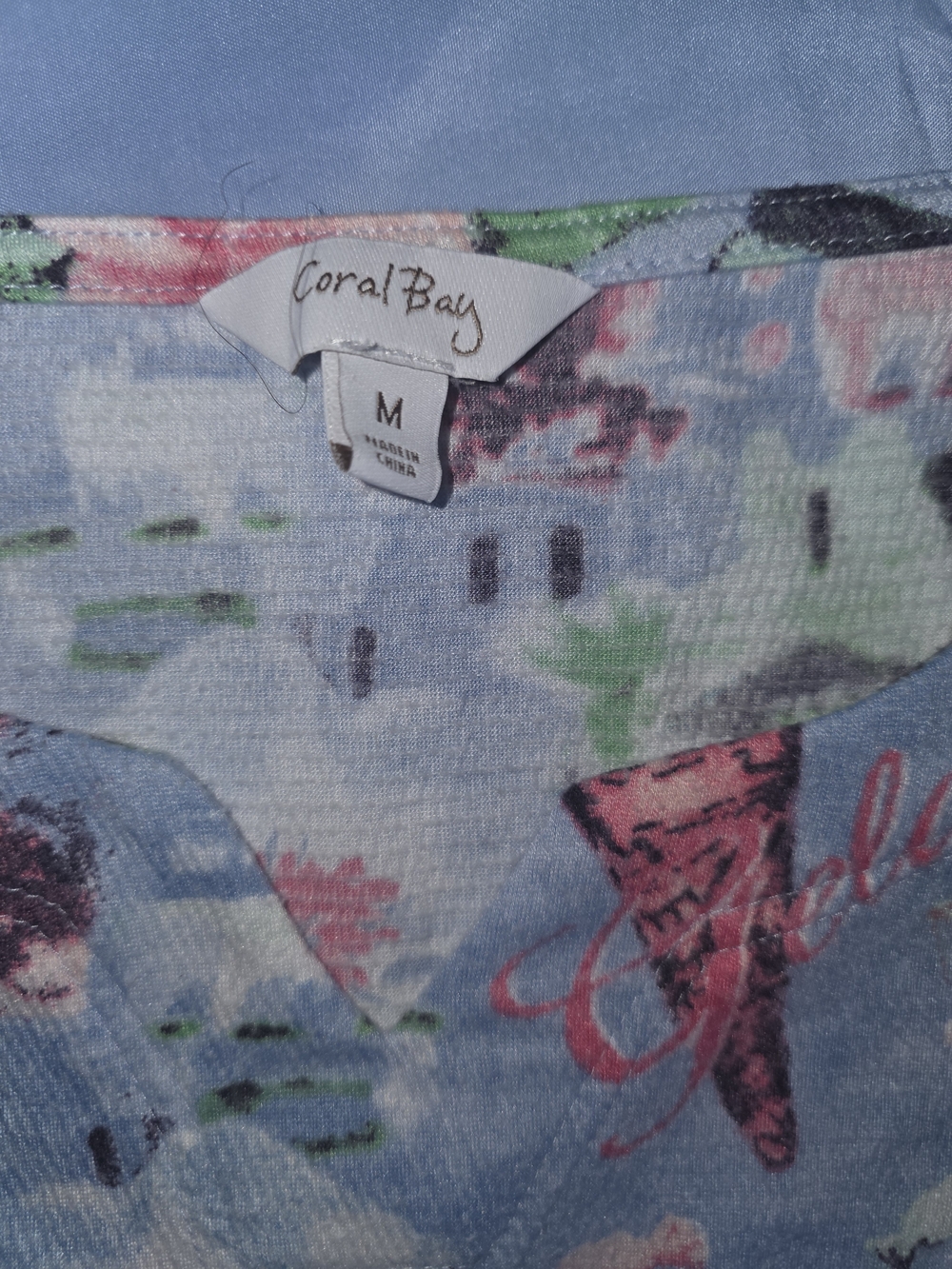 Coral Bay Light Blue Floral Print Women’s Top
